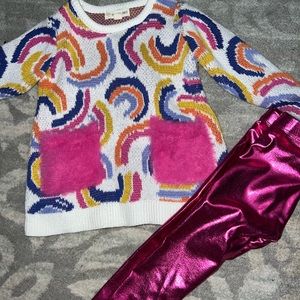 Toddler Tucker + Tate 2 pc rainbow pink sweater & pants